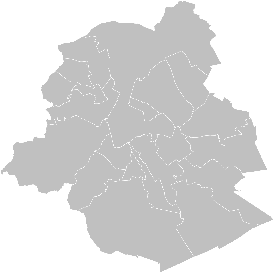 Carte de la zone de soins infirmiers à domicile dans les 19 communes de Bruxelles